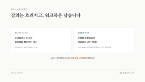 흔한 영업 AI 특강과 재사용형 워크북의 비교 — 강의는 흐려지고 워크북은 남습니다